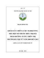 Khảo sát chiến lược marketing mix một số thuốc điều trị đái tháo đường tuýp 2 trên thị trường hà nội từ năm 2009 đến 2012