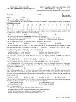 Đề kiểm tra học kì 2 môn Sinh lớp 10 năm học 2014-2015 trường THPT Lương Ngọc Quyến, Thái Nguyên