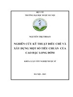 Nghiên cứu kỹ thuật điều chế và xây dựng một số tiêu chuẩn của cao đặc long đởm
