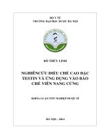 Nghiên cứu bào chế cao đặc testin và ứng dụng vào bào chế viên nang cứng