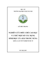 Nghiên cứu điều chế cao đặc và thử một số tác dụng sinh học của bài thuốc nuna