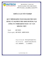 Quy trình kiểm toán doanh thu bán hàng và nợ phải thu khách hàng tại công ty TNHH kiểm toán-tư vấn Khang Việt