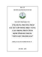 Ứng dụng phương pháp sắc ký lớp mỏng hiệu năng cao trong phân tích định tính bài thuốc tiền liệt thanh giải