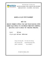 Hoàn thiện công tác kế toán hàng tồn kho tại công ty cổ phần truyền thông quảng cáo và đầu tư Thắng Thắng