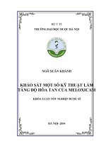 KHẢO SÁT MỘT SỐ KỸ THUẬT LÀM TĂNG ĐỘ HÒA TAN CỦA MELOXICAM