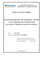 Kế toán doanh thu, thu nhập khác, chi phí và xác định kết quả kinh doanh tại công ty TNHH MTV DVDL & TM Thế Kỷ