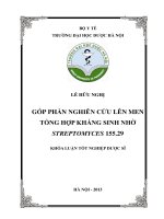 Góp phần nghiên cứu lên men tổng hợp kháng sinh nhờ streptomyces 155.29