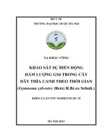 Khảo sát sự biến động hàm lượng GS4 trong cây dây thìa canh theo thời gian (gymnemasylvestre (retz) r  br ex schult )