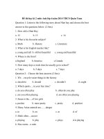 Đề thi học kì 2 môn anh lớp 6 năm 2014 THCS Quán Toan