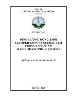 Định lượng đồng thời cefoperazon và sulbactam trong chế phẩm bằng quang phổ đạo hàm
