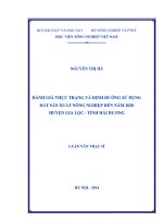 Đánh giá thực trạng và định hướng sử dụng đất sản xuất nông nghiệp đến năm 2020 huyện Gia Lộc, tỉnh Hải Dương