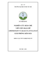NGHIÊN CỨU BÀO CHẾ  VIÊN NÉN HAI LỚP AMOXICILIN VÀ KALI CLAVULANAT GIẢI PHÓNG KÉO DÀI