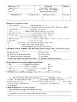 bộ đề  thi HKI tiếng Anh lớp 6