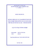 Đánh giá hiệu quả các loại hình sử dụng đất nông nghiệp theo hướng sản xuất hàng hoá trên địa bàn huyện Gia Lộc - tỉnh Hải Dương