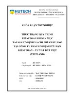 Thực trạng quy trình kiểm toán khoản mục tài sản cố định và chi phí khấu hao tại công ty trách nhiệm hữu hạn kiểm toán- tư vấn Đất Việt (VIBILAND)