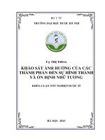 Khảo sát ảnh hưởng của các thành phần đến sự hình thành và ổn định nhũ tương