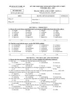 Đề thi học sinh giỏi tỉnh Nghệ An năm 2012 - 2013 môn Tiếng Anh lớp 12 Bảng A (Có đáp án)