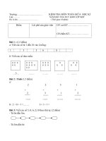Đề Kiểm tra giữa kỳ I môn Toán lớp 1 số 8