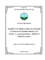 Nghiên cứu định lượng flavonoid và polysaccharid trong cây ô đầu (a  carmichaeli debx ) trồng ở tỉnh hà giang