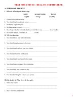 ĐỀ THI tiếng Anh lớp 7 bài 10