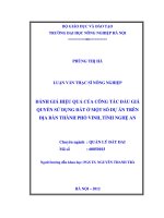 Đánh giá hiệu quả công tác đấu giá quyền sử dụng đất ở một số dự án trên địa bàn thành phố Vinh, tỉnh Nghệ An