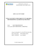 Nâng cao chất lượng dịch vụ của bộ phận HOUSEKEEPING tại khách sạn Đệ Nhất