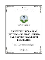 Nghiên cứu phương pháp đẩy qua màng trong làm nhỏ và đồng nhất hóa liposom reveratrol
