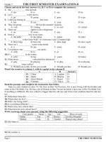 đề kiểm tra hk1 anh văn 7, đề8