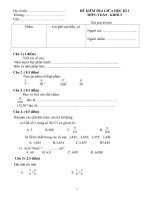 Kiểm tra giữa học kì 1 môn Toán lớp 5 số 5