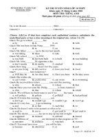 Đề thi tuyển sinh lớp 10 THPT tỉnh Đăk Nông năm 2010 - 2011 môn Tiếng Anh