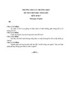 Đề thi học sinh giỏi môn Sinh học lớp 7 số