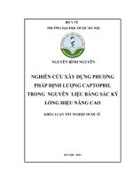 Nghiên cứu định lượng đồng thời xylomethazolin và dexamethason trong thuốc nhỏ mũi bằng sắc ký lỏng hiệu năng cao