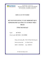 Kế toán bán hàng và xác định kết quả kinh doanh tại công ty cổ phần thực phẩm Vĩnh Thành Đạt