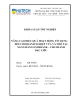 Nâng cao hiệu quả hoạt động tín dụng đối với tại ngân hàng Eximbank - chi nhánh Bạc Liêu