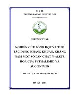 Nghiên cứu tổng hợp và thử tác dụng kháng khuẩn, kháng nấm một số dẫn chất n  alkyl hóa của phthalimid và succinimid