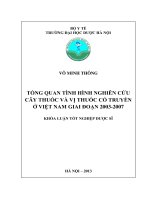 Tổng quan tình hình nghiên cứu cây thuốc và vị thuốc cổ truyền ở việt nam giai đoạn 2003 2007