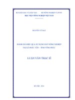 Đánh giá hiệu quả sử dụng đất nông nghiệp thị xã Phúc yên - tỉnh Vĩnh Phúc