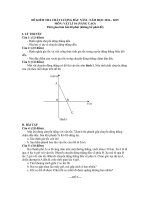 ĐỀ KIỂM TRA CHÂT LƯỢNG ĐẦU NĂM VẬT LÝ 10 NĂNG CAO