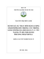 Đánh giá sự thay đổi hàm lượng oxostephanin trong cây trồng loài stephania dielsiana y  c  wu tại ba vì ( hà nội ) bằng phương pháp HPTLC