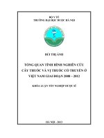 Tổng quan tình hình nghiên cứu cây thuốc và vị thuốc cổ truyền ở việt nam giai đoạn 2008 2012