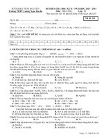 Đề kiểm tra học kì 2 môn Hóa lớp 10 năm học 2013-2014 trường THPT Lương Ngọc Quyến, Thái Nguyên