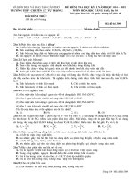 Đề  thi học kỳ 2 hóa học 10  bannâng cao  trường chuyên LÝ TỰ TRỌNG CẦN THƠ