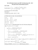 Đề và đáp án thi vào lớp 10 môn Toán trường Chuyên Yên Bái năm 2012 - 2013