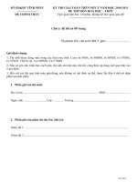 Đề thi giải toán trên Máy tính cầm tay tỉnh Vĩnh Phúc năm 2010 - 2011 môn Hóa THPT