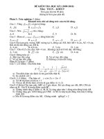 ĐỀ KIỂM TRA HỌC KÌ I MÔN TOÁN 9 NĂM 2009