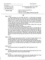 Đề thi tuyển sinh lớp 10 THPT tỉnh Bạc Liêu năm học 2012 - 2013 môn Sinh học (Chuyên) - Ngày thi thứ nhất