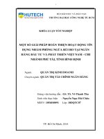Một số giải pháp hoàn thiện hoạt động tín dụng nhằm phòng ngừa rủi ro tại ngân hàng đầu tư và phát triển Việt Nam-chi nhánh Phú Tài, Tỉnh Bình Định