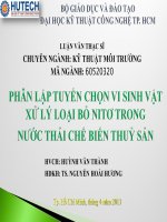 Phân lập tuyển chọn vi sinh vật xử lý loại bỏ nitơ trong nước thải chế biến thủy sản