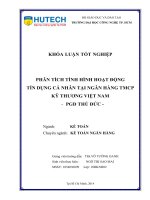 Phân tích tình hình hoạt động tính dụng cá nhân tại ngân hàng TMCP kỹ thương Việt Nam- PGD Thủ Đức