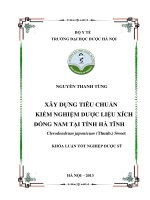 Xây dựng tiêu chuẩn kiểm nghiệm dược liệu xích đồng nam tại tỉnh hà tĩnh